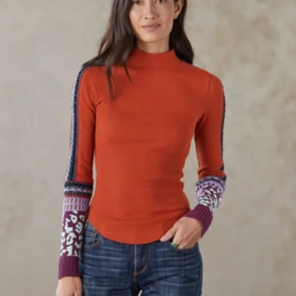 Free People | Switch It Up Thermal Top Crochet Rust Orange Red | Size Small - Picture 1 of 14